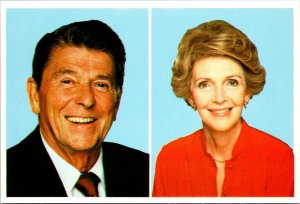 CONTINENTAL SIZE POSTCARD PRESIDENT RONALD REAGAN AND HIS WIFE NANCY 1980s