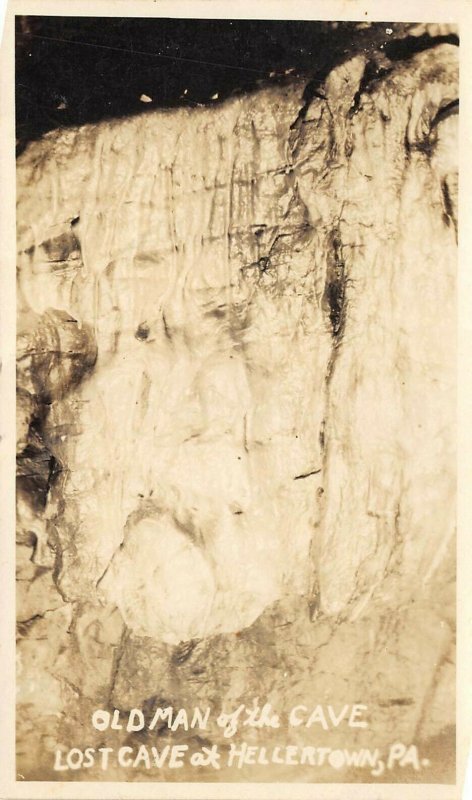 Hellertown Pennsylvania 1930 RPPC Real Photo Postcard Old Man Of The Lost Cave