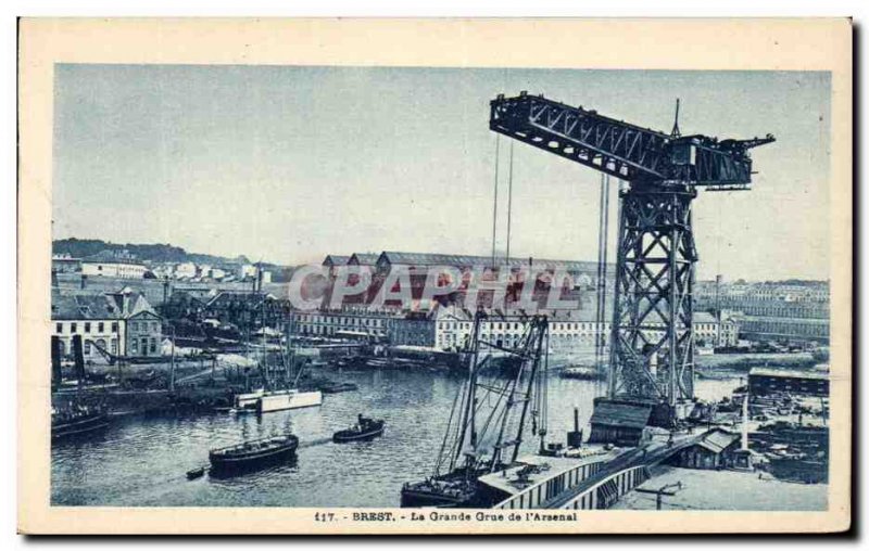 Old Postcard Brest Great Crane L Arsenal