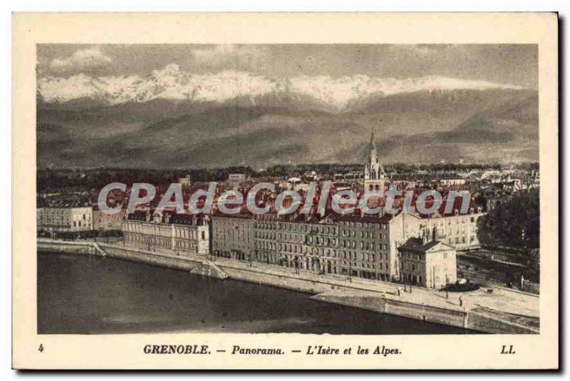 Old Postcard Grenoble Isere Panorama And The Alps