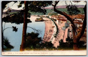 Vtg France Nice Vue Prise Entre Les Pins Du Chateau Castle View 1910s Postcard