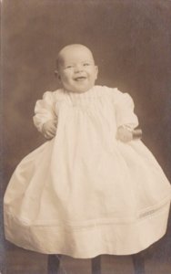 Baby Posing Harry Ardon Grenawalt 4 Months Old Aprill 1911 Old Real Photo