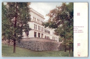 1917 Otto Youngs Villa From Lawn Side View Stairs Lake Geneva Wisconsin Postcard