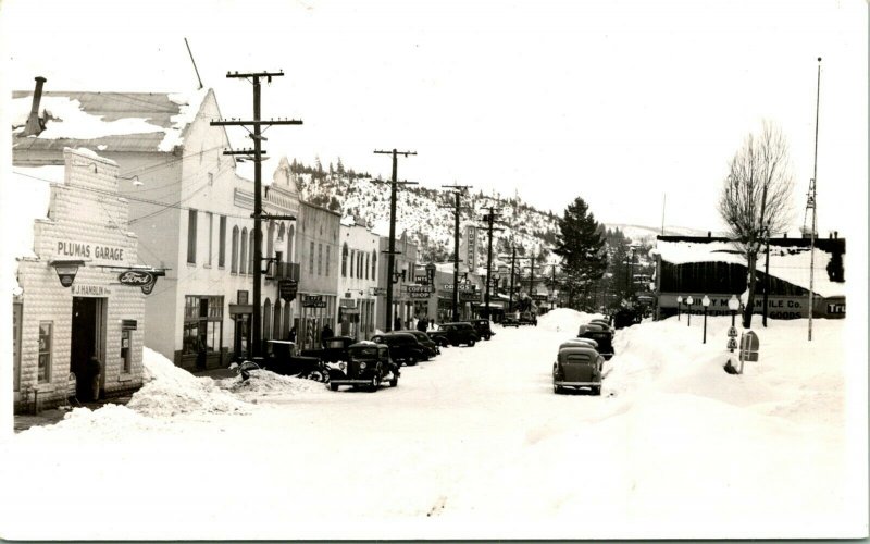 Vtg Postcard RPPC Quincy CA Street View In Winter - Eastman Studio B-896