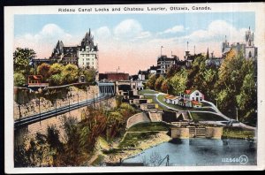 Ontario OTTAWA Rideau Canal Locks and Chateau Laurier by Valentine & Sons - WB