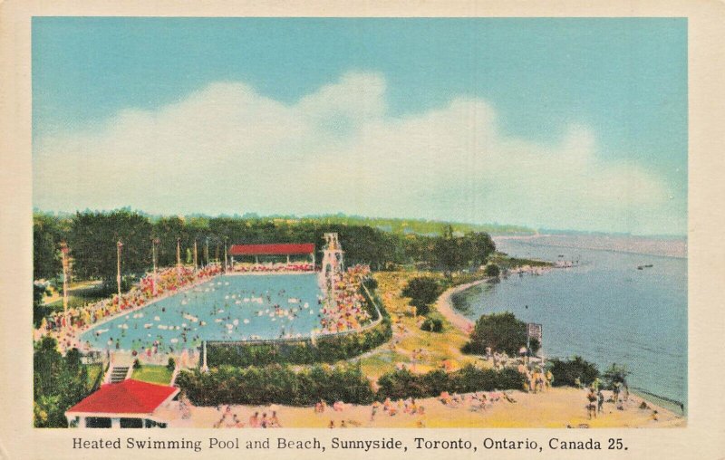 TORONTO CANADA~SUNNYSIDE BEACH & HEATED SWIMMING POOL-LOT OF 2 POSTCARDS