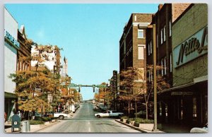 Johnson City Tennessee Looking Down Market Street Main Road & Buildings Postcard