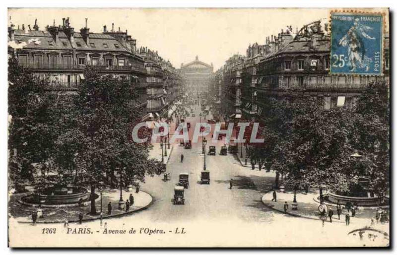 Paris Old Postcard Avenue of & # 39Opera