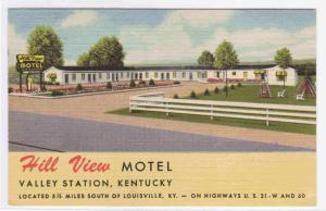 Hill View Motel Valley Station Kentucky postcard