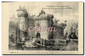 Old Postcard Fougeres Notre Dame Gate Reproduction of an engraving Ciceri 181...