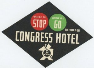 1930's-40's Congress Hotel Chicago A.H.M. Luggage Label Poster Stamp B6 