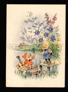 036672 GNOME in Boat & Gold Fish by BAUMGARTEN old PC