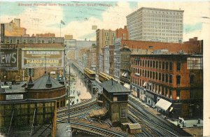 Postcard 1908 Chicago Illinois Loop railroad Tracks Van Buren Western 24-6381