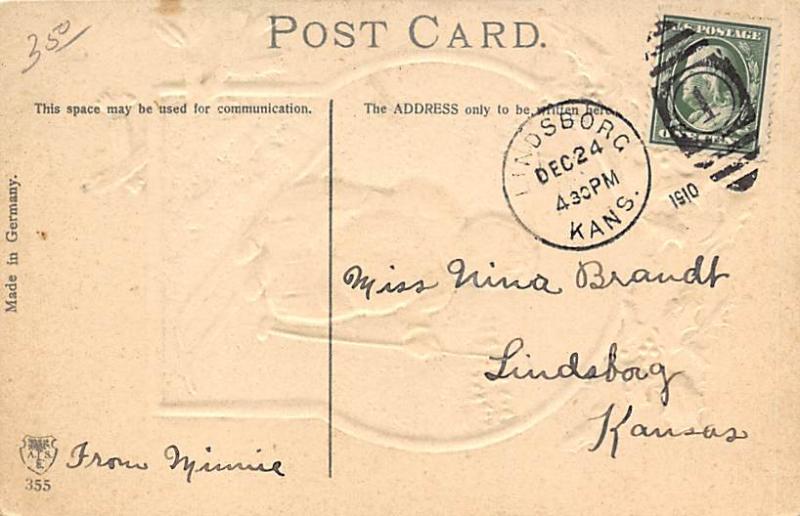 Girl Skiing Christmas 1910 