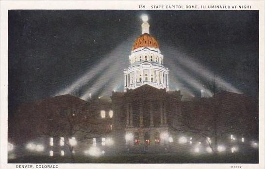 Colorado Denver State Capitol Dome Illuminated At Night