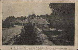 1907 Jamestown Expo Textile/SilverCopper Bldg Scarce Version Postcard