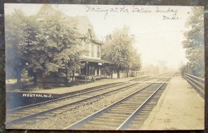 WESTON N.J. RAILROAD STATION RPPC ANTIQUE 1906 REAL PHOTO POSTCARD railway depot