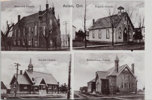 Acton Ontario Churches Methodist Baptist Presbyterian Church c1908 Postcard G20