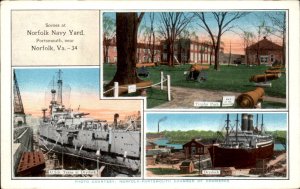 Norfolk Virginia Navy Yard USS Texas Drydock c1900-20s Vintage Postcard