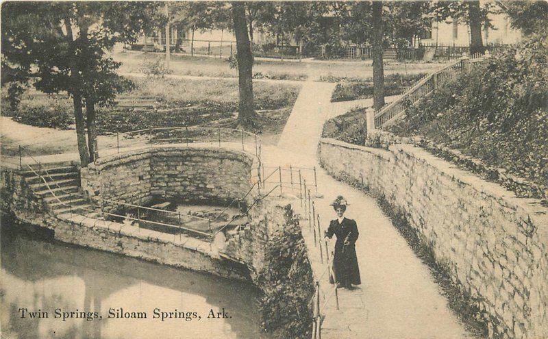 C-1910 Siloam Springs Arkansas Twin Springs Woman postcard 1626