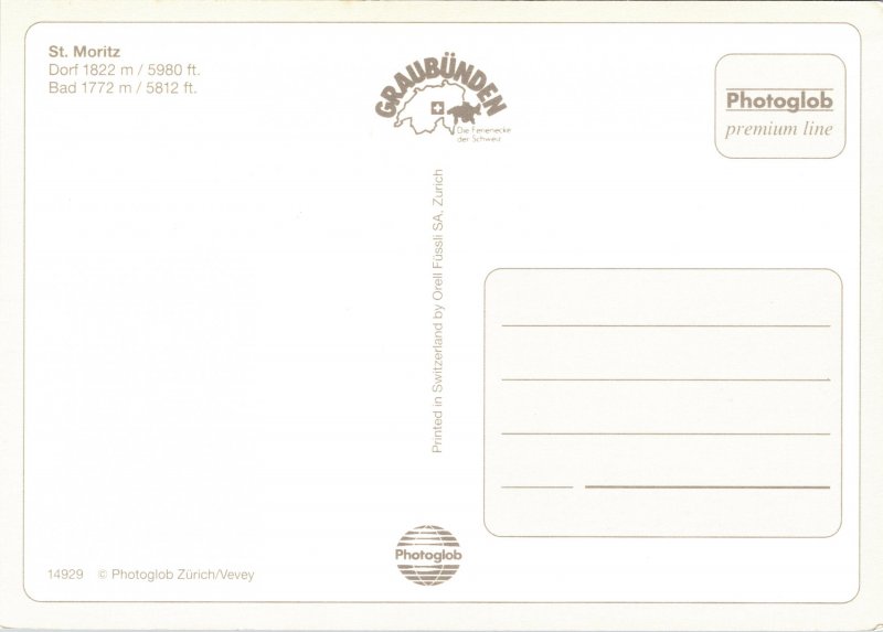 Postcard Switzerland St. Moritz birds eye view