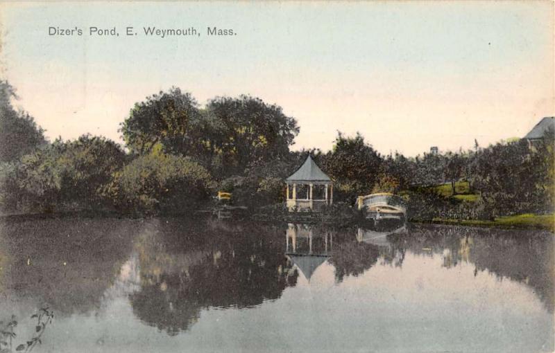 Weymouth Massachusetts Dizers Pond Gazebo Lake Scenic Antique Postcard K13346