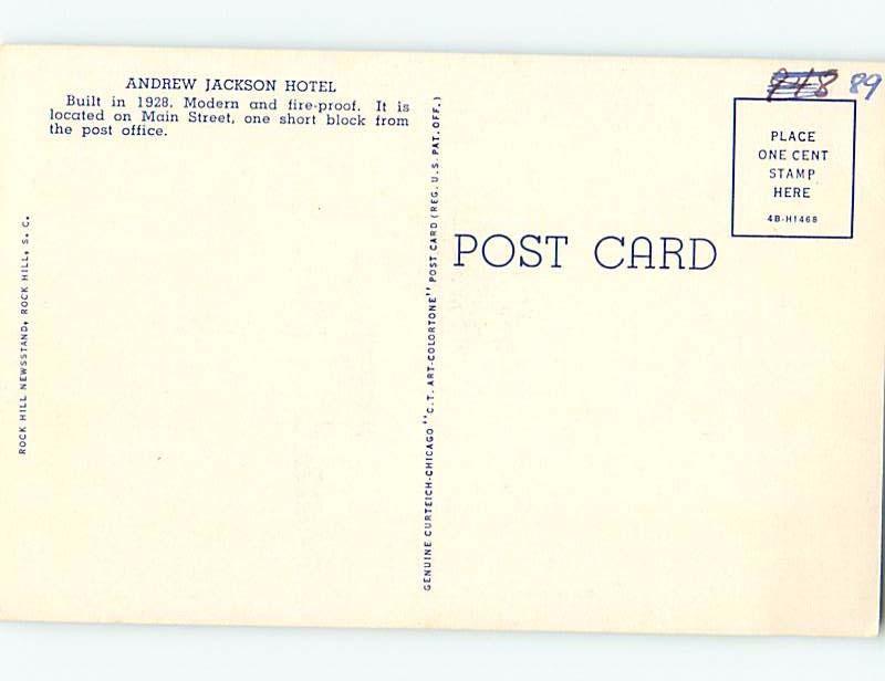 Unused Linen HOTEL SCENE Rock Hill - Charlotte South Carolina SC B1315