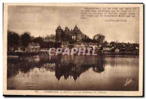 Old Postcard Combourg Chateau and Pond