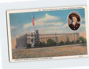 Postcard Grave Of Buffalo Bill On Lookout Mountain, Colorado