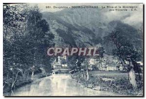 Old Postcard Dauphine Bourg d'Oisans Shore and Mountain Villards