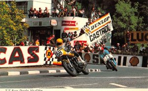 MOTORCYCLES TT RACES DOUGLAS ISLE OF MAN ENGLAND UK OIL ADS POSTCARD (c. 1970s)