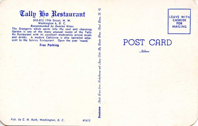 DC - Washington. Tally Ho Restaurant, Interior