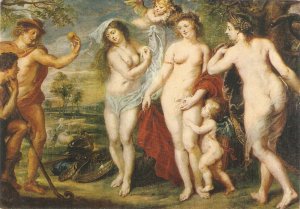 Rubens. Judgement of Paris Fine art, painting, modern Spanish postcard