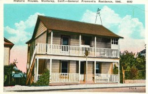 Monterey California, Historic Houses General Fremont Residence Vintage Postcard