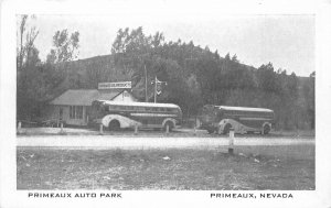 Postcard Nevada Primeaux Automobile auto Park buses 1950s roadside 23-9913