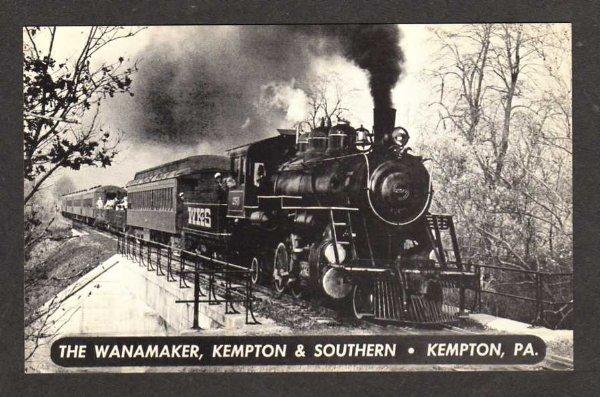 PA Wanamaker Kempton & Southern steam Railroad Train Penn Pennsylvania Postcard