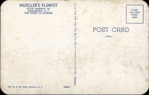 Manasquan NJ Mueller's Florist Store c1950s Postcard