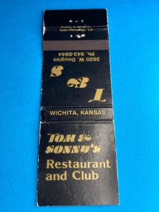 Vintage Matchbook Cover Tom & Sonny's Restaurant & Club Wichita, Kansas MB146