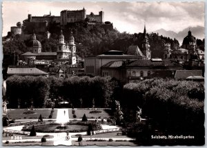 Salzburg Mirabellgarten Austria Garden Fountain Real Photo RPPC Postcard