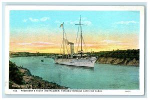 President's Yacht Mayflower Ship Passing Cape Cod Canal Massachusetts Postcard 