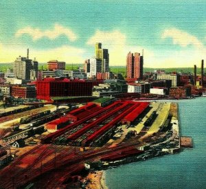 Toledo Ohio OH Aerial View of Toledo UNP Vtg Linen Postcard Tichnor Unused
