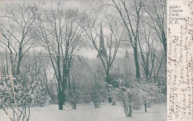 New York Syracuse Winter In Fayette Park 1906