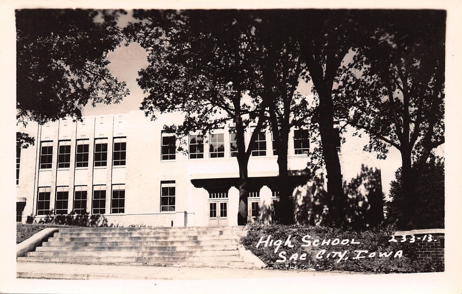 Sac City IowaStep to the Side of the Art Deco High School1930s RPPC