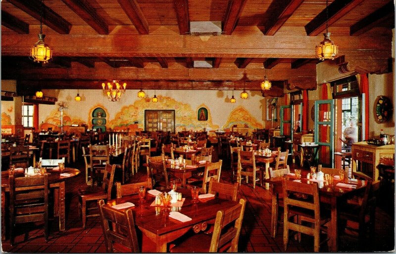Vtg Santa Fe New Mexico NM La Fonda Hotel Dining Room Restaurant Postcard