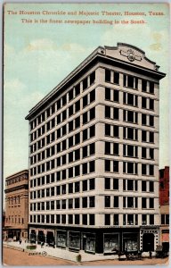 Houston Chronicle Majestic Theatre Houston Texas TX Newspaper Building Postcard