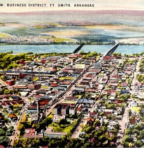 Business District Aerial View Postcard Fort Smith Arkansas 1943 PCBG11A