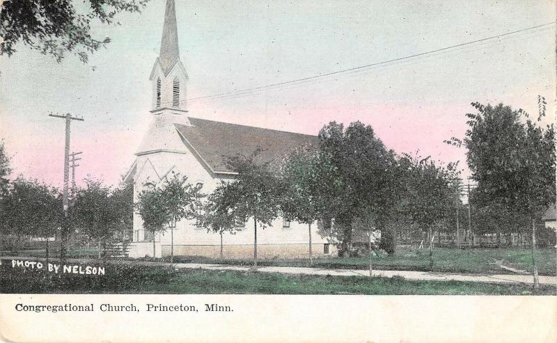 Princeton Minnesota exterior view of the Congregational Church antique pc Y3771