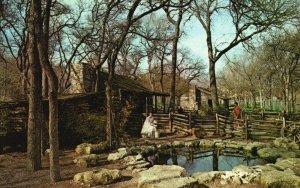 Vintage Postcard 1981 Log Cabin Village Colonial Parkway Forest Park Texas TX