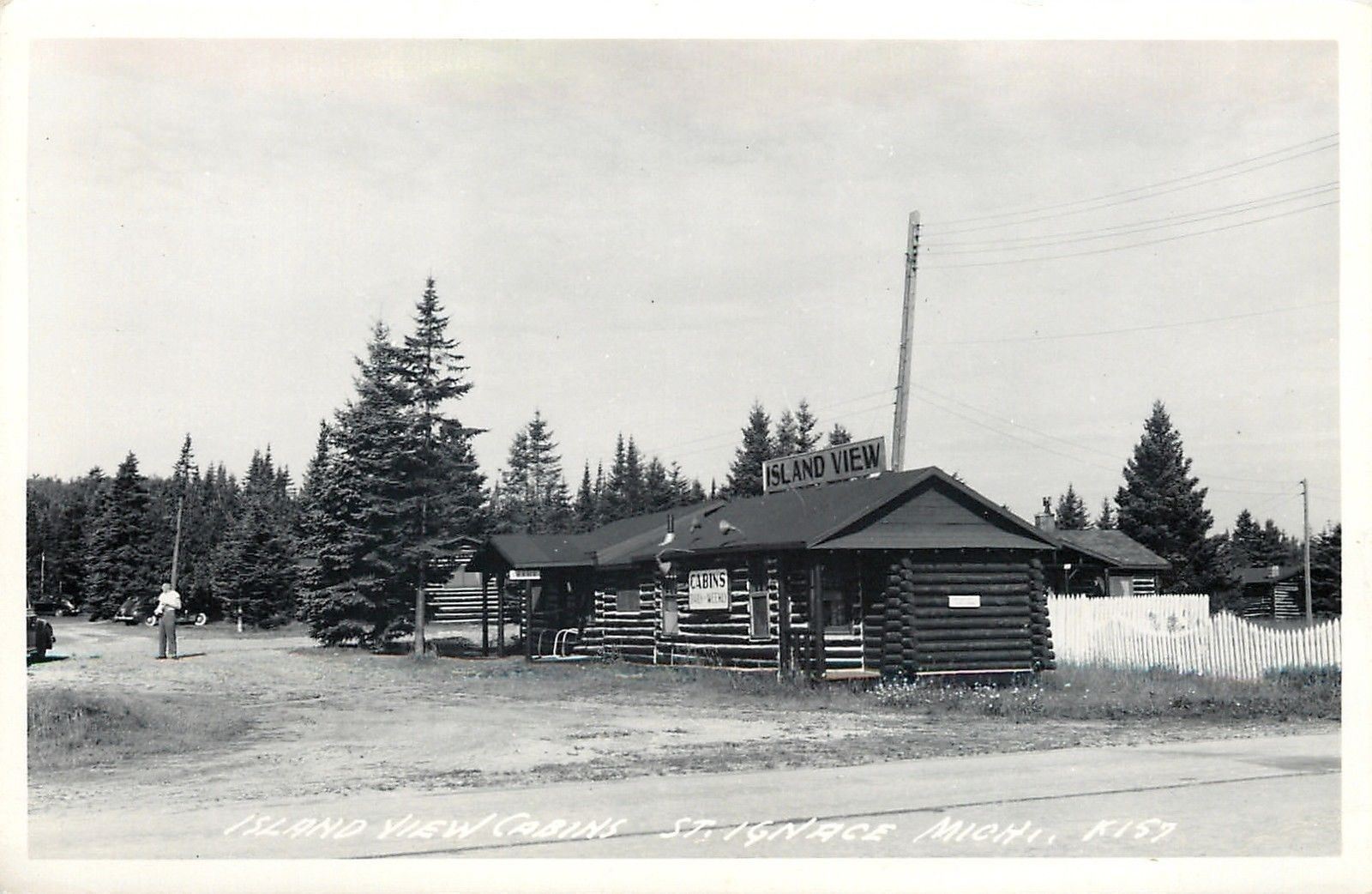 St Ignace Michigan Island View Log Cabins Day Or Week Real Photo