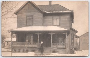 Vintage Black & White Photo Postcard of Early 20th Century American Home RPPC